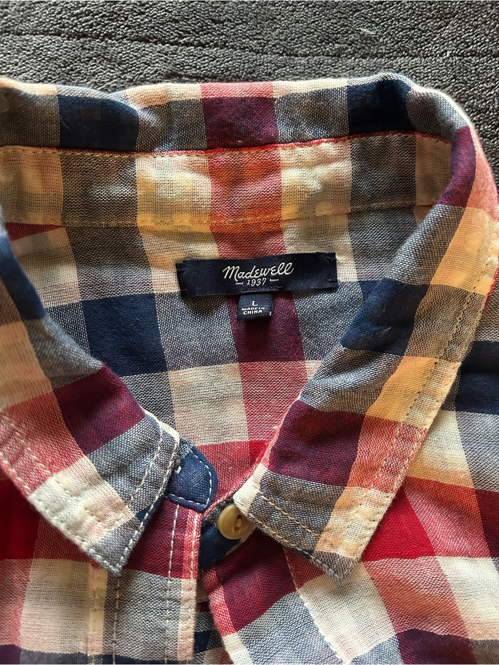 Madewell Plaid Button-Down Shirt in Red, Navy & Cream